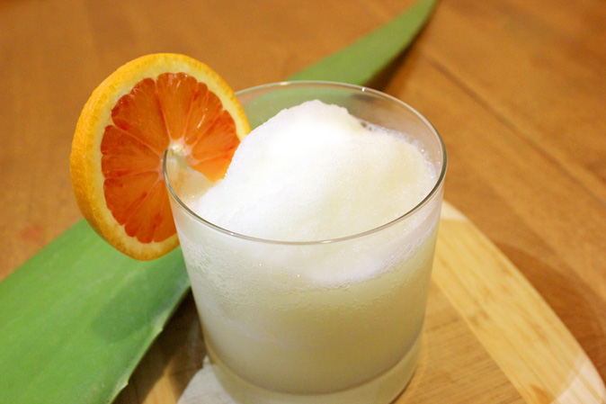 Iced Aloe Vera Lemonade with Ginger and Orange
